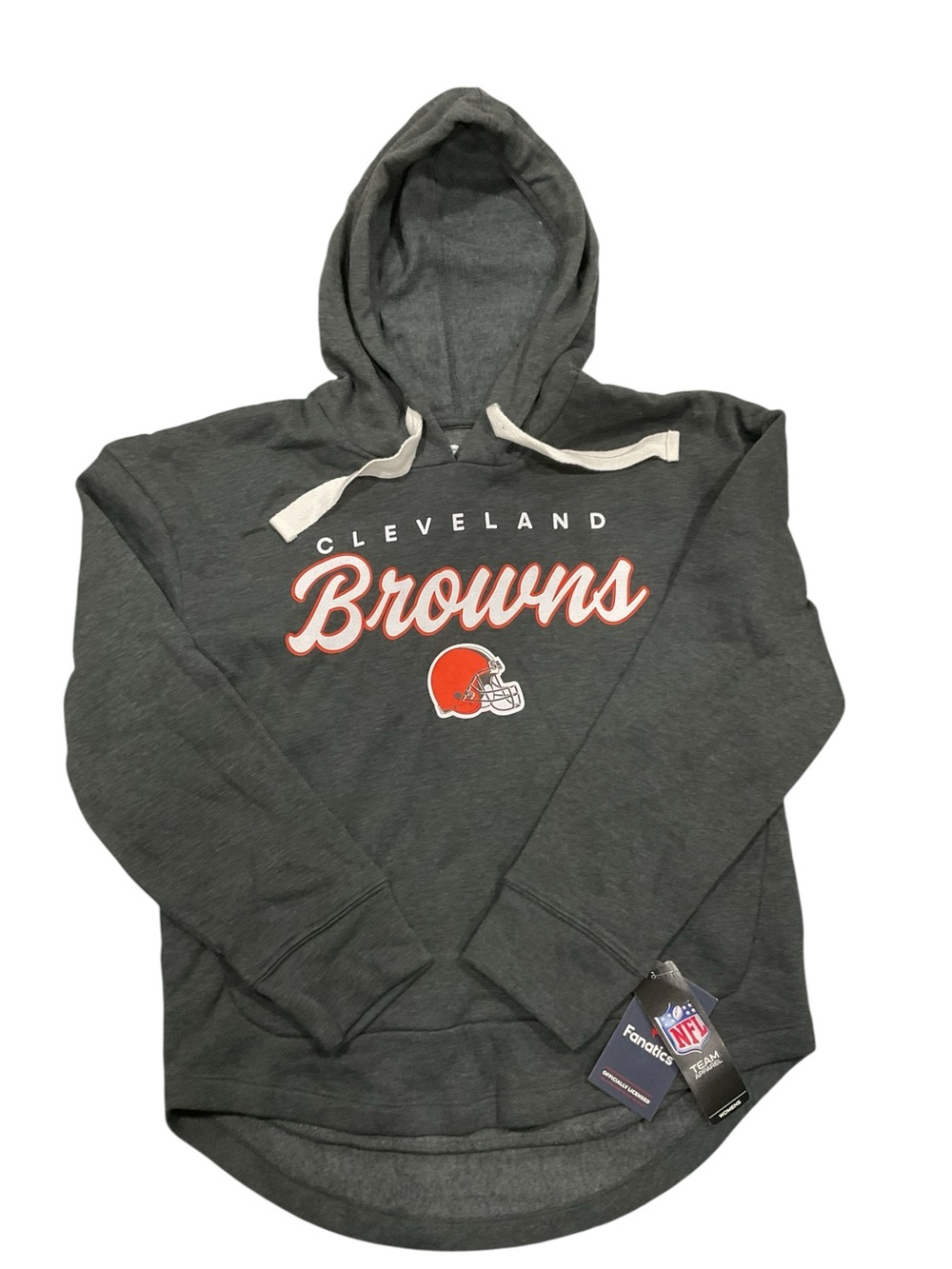 Fanatics Cleveland Browns Dark Gray Crewneck Hoodie with Orange Logo MEDIUM